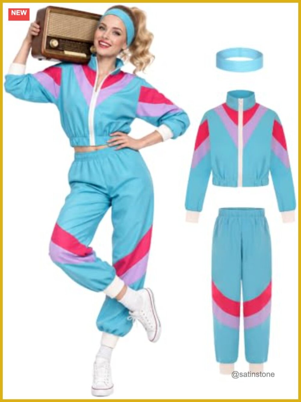80s Tracksuit Costume Retro Hip Hop Windbreaker Halloween